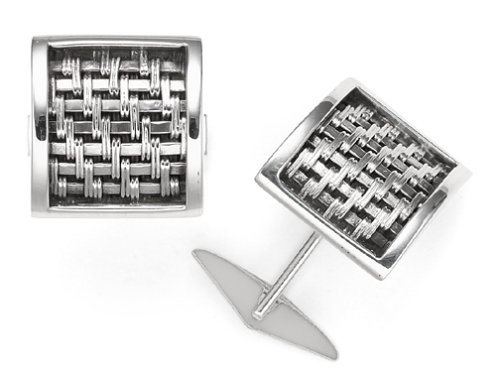 Sterling Silver Bamboo Weave Cuff Links by Lois Hill