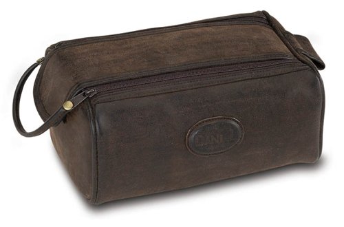 Danielle Enterprises Montana for Him Shaving Kit with Dual Zipper and Velcro Closure, Deep Brown