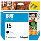 HP 15 Black Ink Cartridge, Twin Pack (C6653FN#140)