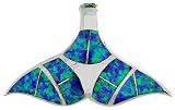 Sterling Silver Whale Tail Pendant, Inlaid w/ Lab Opal 1 1/16 (33 mm) wide,