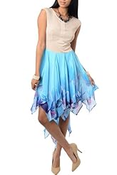 Sexy Floral Print Polyester Asymmetric Party Dress 