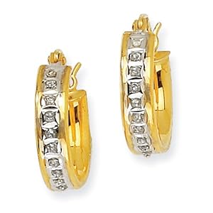 Genuine IceCarats Designer Jewelry Gift Sterling Silver & Gold-Plated Dia. Mystique Round Hoop Earrings In Sterling Silver