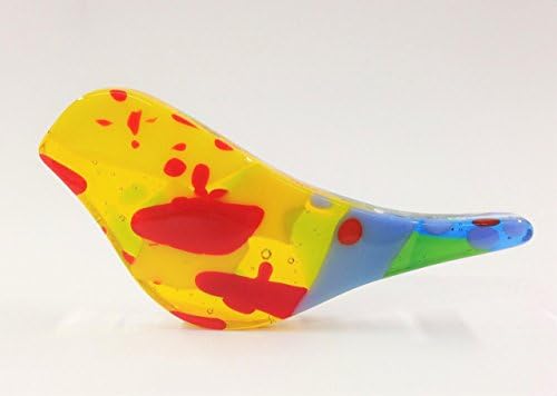 Kilnformed Glass Spirit Bird: Petite "Sunflower" Garden Summer Song