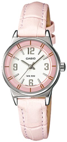 Casio Women's Core LTP1361L-4AV Pink Leather Quartz Watch with White Dial