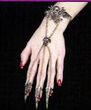 Gothic Costume Skull Bracelet and Nails (For One Hand)