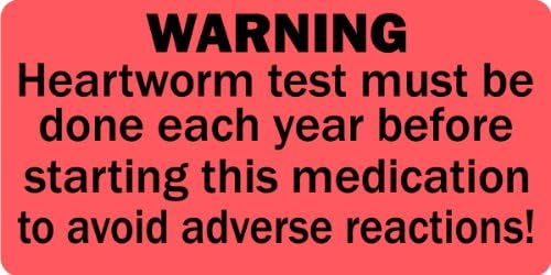 Heartworm Test Warning Veterinary Labels - 500 Labels/Roll, Red, 2” x 1” | Cage, Record, Prescription Bottles - Veterinary Clinics and Hospitals | LabelValue Brand