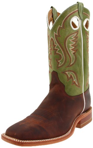 Justin Boots Men's U.S.A. Bent Rail Collection 11" Boot Wide Square Double Stitch Toe Leather Outsole,Cognac Ponteggio/Green Cow,12 EE US