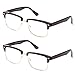 Reading Glasses - Best 2 Pack for Men and Women Club Master Fashion Comfort Spring Arms & Dura-Tight Screws