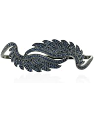 Blue Sapphire Feather Palm Bracelet .925 Sterling Silver Bridal Jewelry