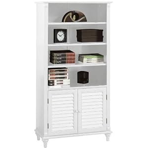 Savannah 4 - shelf Bookcase With Lower Cabinet, 4-SHELF, WHITE