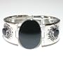 Silver Tone Bangle Bracelet With Black Stones (UBB-032)