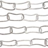 Silver Plated Copper Curved Rectangle Chain 24mm - Sold By The Foot