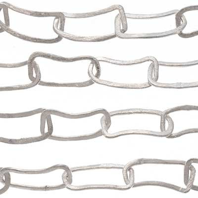 Silver Plated Copper Curved Rectangle Chain 24mm - Sold By The Foot