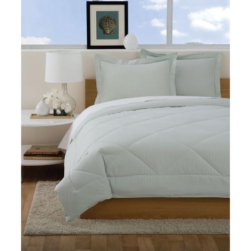 Taylor 4Piece Embossed Stripe Comforter Set Full/Queen Seafoam