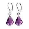 Made with Swarovski Elements� Baroque Amethyst Crystals .925 Sterling Silver Leverback 1.25" Long Dangle Earrings