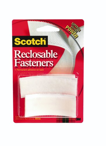 3M Scotch RF7730 Reclosable Fasteners 1 x 3-Inch White, 6-Pack