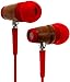 Symphonized Kids Volume Limited Premium Wood in-Ear Noise-isolating Headphones, Earbuds, Earphones with Mic (Firetruck Red)