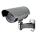 (3 Pack) Outdoor Fake, Dummy Security Surveillance Camera with Blinking, Flashing Light (Silver)