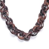 New brown long link chain wood wooden organic necklace by 81stgeneration