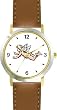 Angel In Flight No.3 - Cherub, Angel or Cupid Theme - WATCHBUDDY&reg; DELUXE TWO-TONE THEME WATCH - Arabic Numbers - Brown Leather Strap-Size-Large ( Men's Size or Jumbo Women's Size )