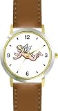 Angel In Flight No.3 - Cherub, Angel or Cupid Theme - WATCHBUDDY&reg; DELUXE TWO-TONE THEME WATCH - Arabic Numbers - Brown Leather Strap-Size-Large ( Men's Size or Jumbo Women's Size )