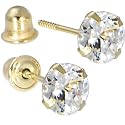 Solid 14KT Yellow Gold .47 Carat Cubic Zirconia APRIL Birthstone Earrings