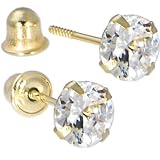 Solid 14KT Yellow Gold .47 Carat Cubic Zirconia APRIL Birthstone Earrings