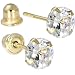 Solid 14KT Yellow Gold .47 Carat Cubic Zirconia APRIL Birthstone Earrings