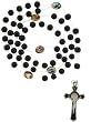 Black Faux Pearl Link Rosary Necklace - 22 in Necklace - 8mm Beads