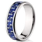 New 7 mm Titanium Ring with Blue Carbon Fiber Inlay