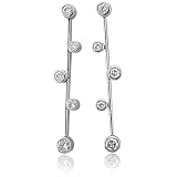 18k White Gold Round Brilliant Cut Drop Diamond Earrings (GH, SI-I, 1.05 carat)