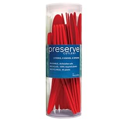 Preserve By Recycline Tulip Red Cutlery, 24-Count Bags (Pack of 6)