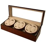 NEW Watch Winder For 6 Automatic Watch Built in IC Program AC Operation Cherry Finish Gift Box by Tech Swiss