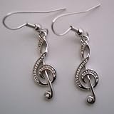 Musaica Musical Gift - Treble Cleff Earrings in Silver