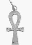 10 Karat White Gold Diamond Cut Ankh Charm Pendant with 16 chain