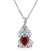 Sterling Silver Heart Shape Ruby and Diamond Dog Pendant (1cttw. 18