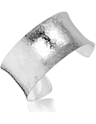Sterling Silver Rhodium Plated Concave Cuff with Swirl Motif Texture