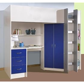 HIGH SLEEPER CALDER WHITE/BLUE HIGH BED M227WB