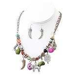 Double Chain Inspirational Elephant Horn Hand Beaded Charm Necklace Set