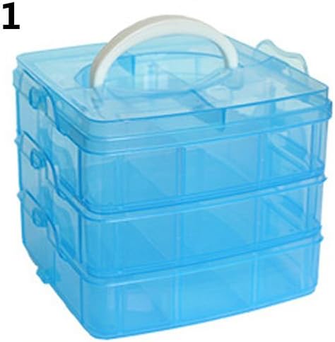 New Plastic Boxes Smart Craft Beads Jewellery Storage Organizer Compartment Tool Box Case, Blue, Orange, Pink, White, Things Storage Container (Blue)