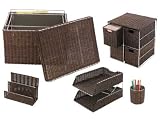 Choc  Rattan & Chrome Pen Pot