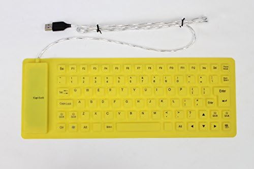 Bodu 85 Keys USB 2.0 Silicone Roll Up Foldable Keyboard PC Computer Keyboard (Color: Yellow)