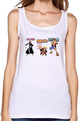 JeFF Naruto &amp; One Piece &amp; Bleach Women Tanks White X-Large