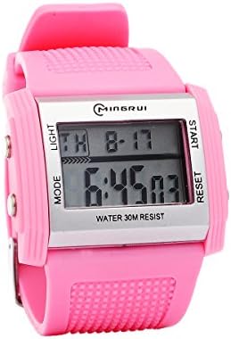 MINGRUI 30m Water-proof Digital Boys Girls Sport Watch with Alarm Stopwatch Chronograph Pink