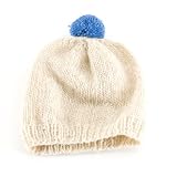 Gato Negro White with Blue Pom Beanie