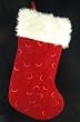 19" Red Swirl Embossed Christmas Stocking with White Faux Fur Cuff