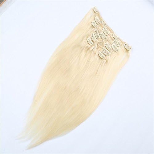 Seashinebeauty 7pcs 26inch Straight Hair Full Head Remy Clip In Human Hair Extensions 100g/set 613 Blonde Color