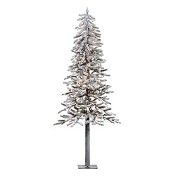 6' Pre-Lit Flocked Alpine Christmas Tree - Clear Lights