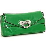 Kelly Green Patent ''Beverly'' Clutch