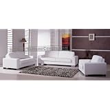 Luxurious White Leather Modern Contemporary Sofa Loveseat Chair Living Room Set by A2ZHomeCenter